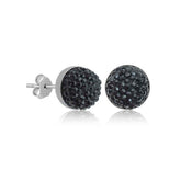 Boucles d'oreilles pour femme en argent et cristal noir